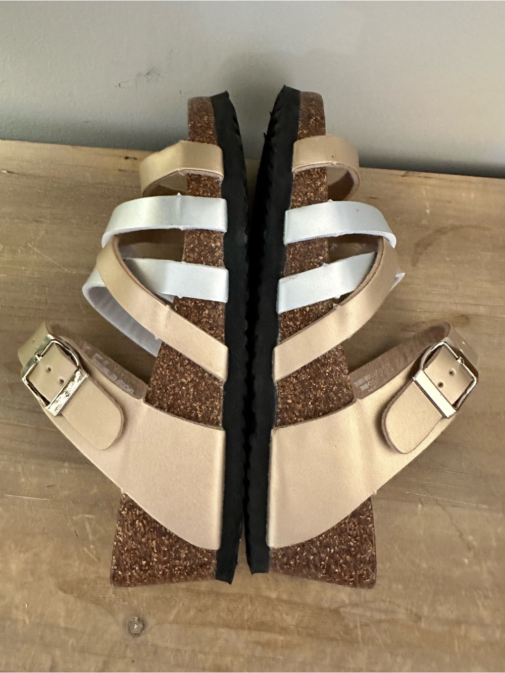 Metallic Strappy Slide Sandals - Bronze & Silver - Picture 2 of 4